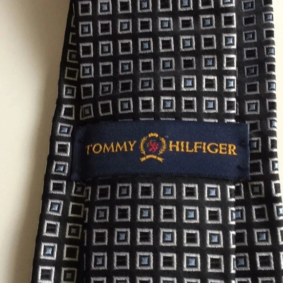 Tommy Hilfiger Black, Gray & Blue Silk Tie - Picture 3 of 5